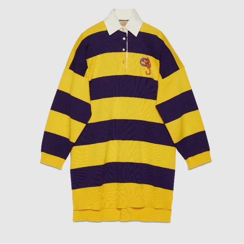 Gucci Yellow and Purple Striped Long Sleeve Dress - Picture 2 of 3